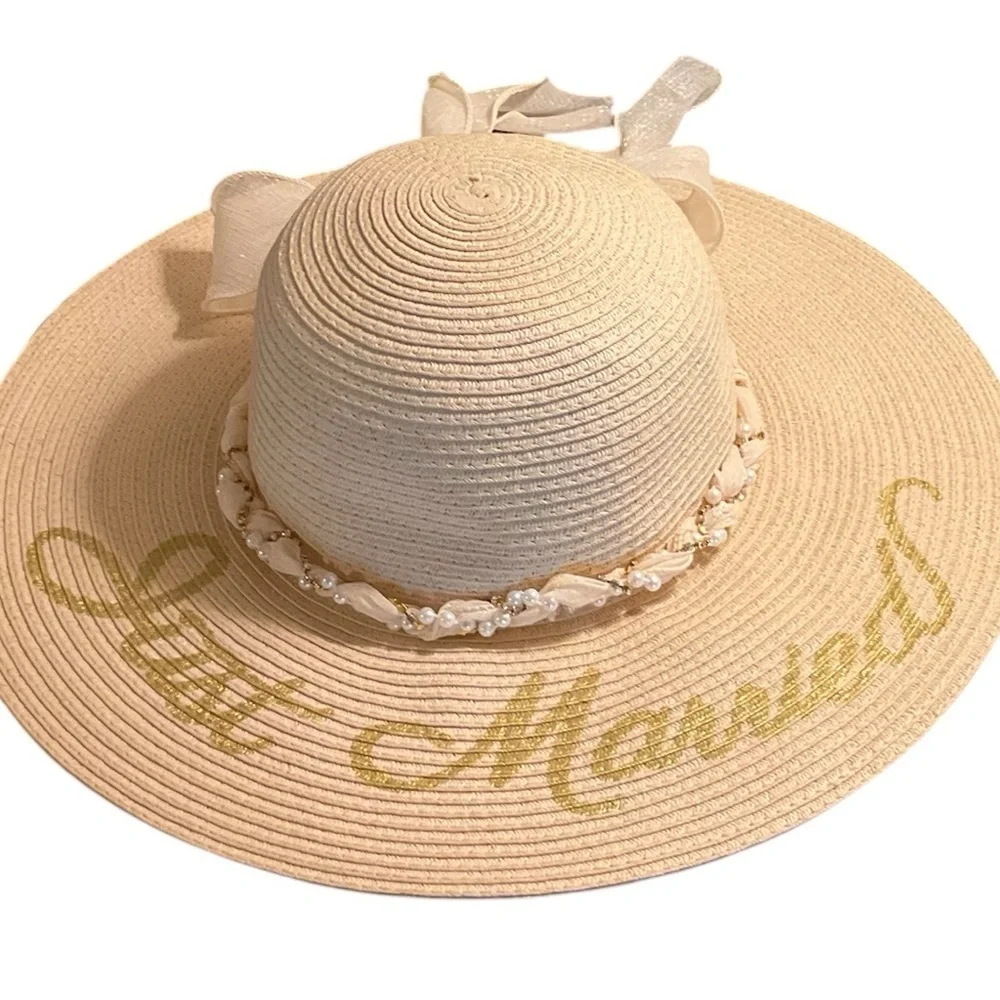 Just Married Floppy Sun Straw Hat